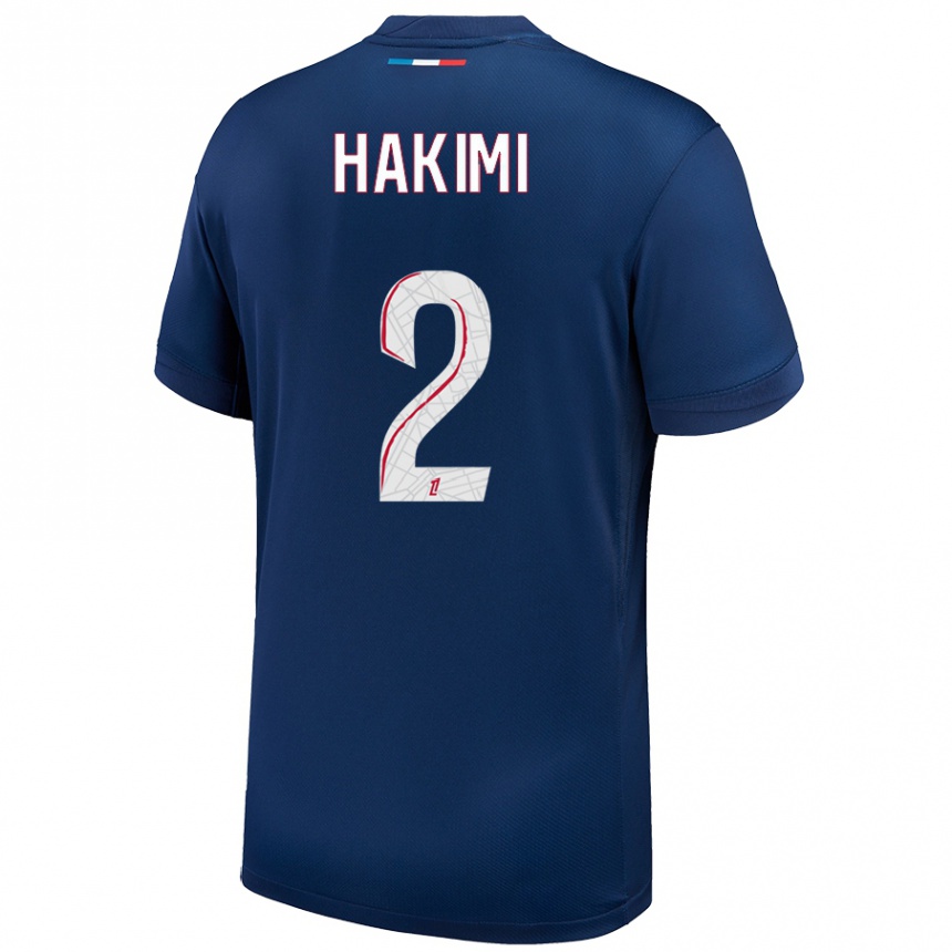 Enfant Football Maillot Achraf Hakimi #2 Bleu Marine Blanc Tenues Domicile 2024/25