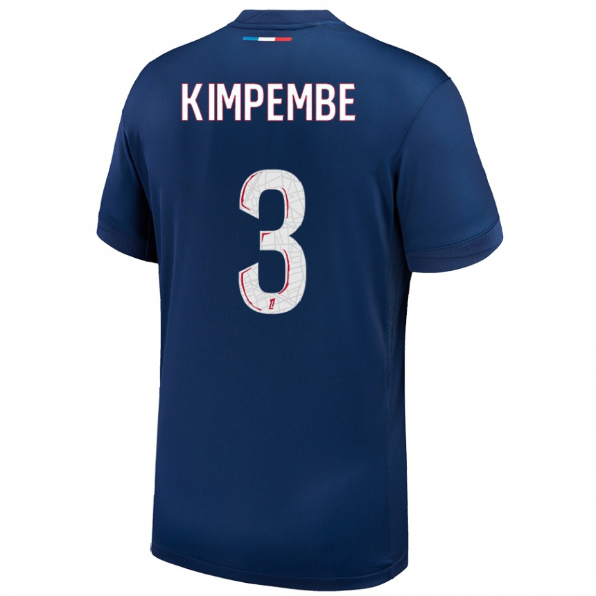 Enfant Football Maillot Presnel Kimpembe #3 Bleu Marine Blanc Tenues Domicile 2024/25