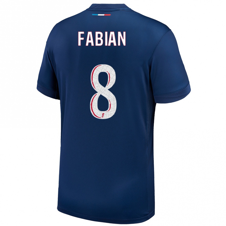 Enfant Football Maillot Fabian Ruiz #8 Bleu Marine Blanc Tenues Domicile 2024/25