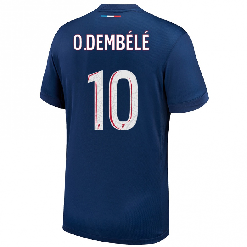 Enfant Football Maillot Ousmane Dembélé #10 Bleu Marine Blanc Tenues Domicile 2024/25