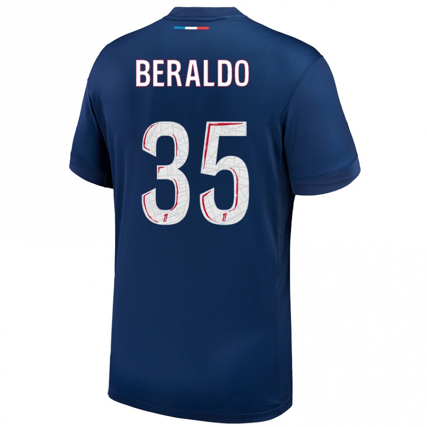 Enfant Football Maillot Lucas Beraldo #35 Bleu Marine Blanc Tenues Domicile 2024/25