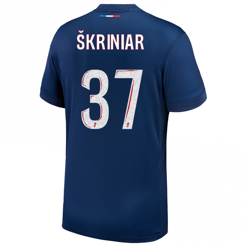 Enfant Football Maillot Milan Skriniar #37 Bleu Marine Blanc Tenues Domicile 2024/25