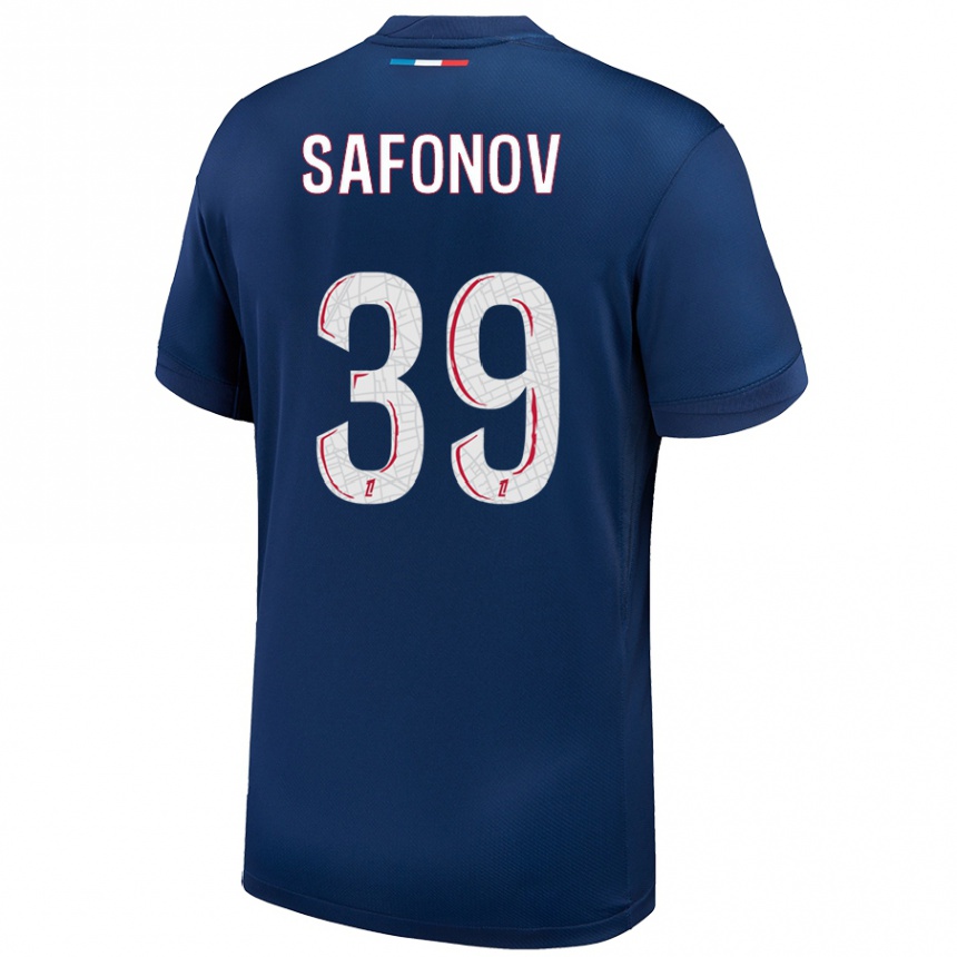 Enfant Football Maillot Matvey Safonov #39 Bleu Marine Blanc Tenues Domicile 2024/25