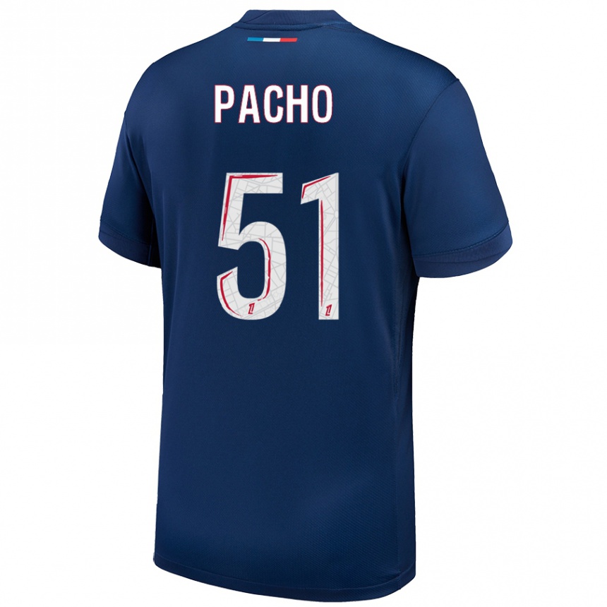 Enfant Football Maillot Willian Pacho #51 Bleu Marine Blanc Tenues Domicile 2024/25