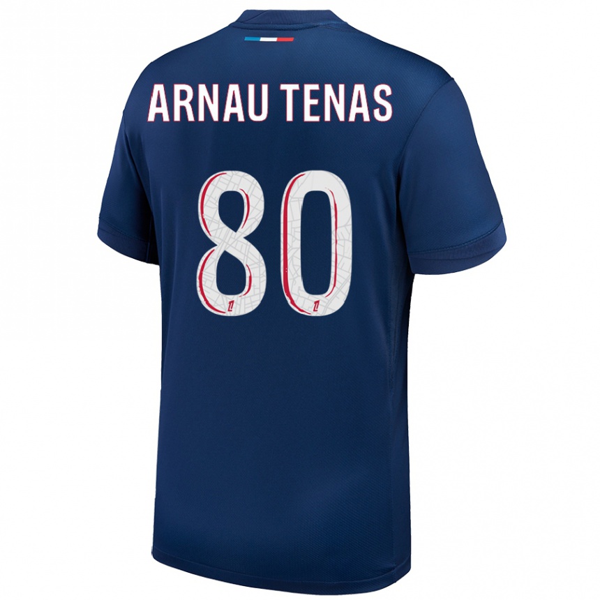 Enfant Football Maillot Arnau Tenas #80 Bleu Marine Blanc Tenues Domicile 2024/25