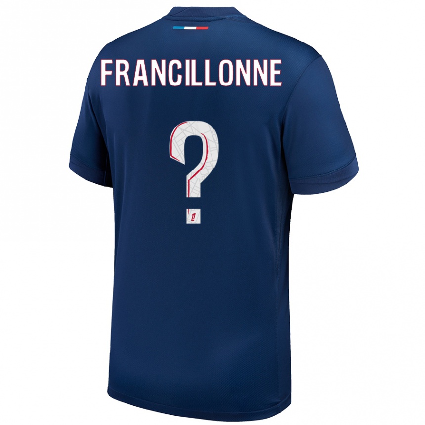 Enfant Football Maillot Bryan Francillonne #0 Bleu Marine Blanc Tenues Domicile 2024/25