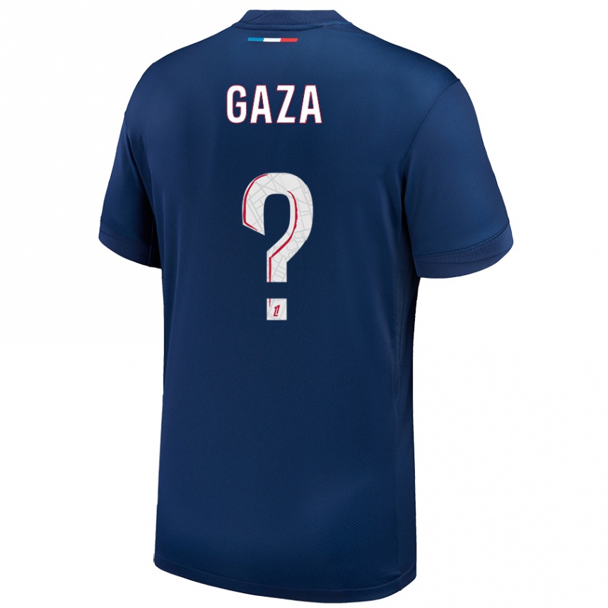 Enfant Football Maillot Johnny Gaza #0 Bleu Marine Blanc Tenues Domicile 2024/25