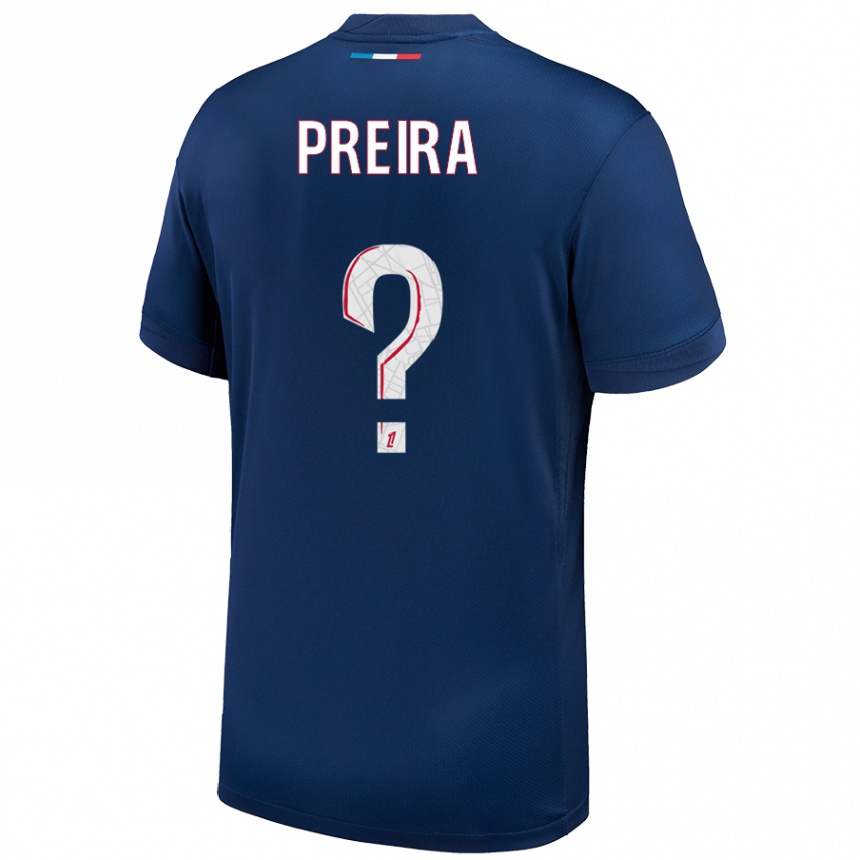 Enfant Football Maillot Bruno Preira #0 Bleu Marine Blanc Tenues Domicile 2024/25