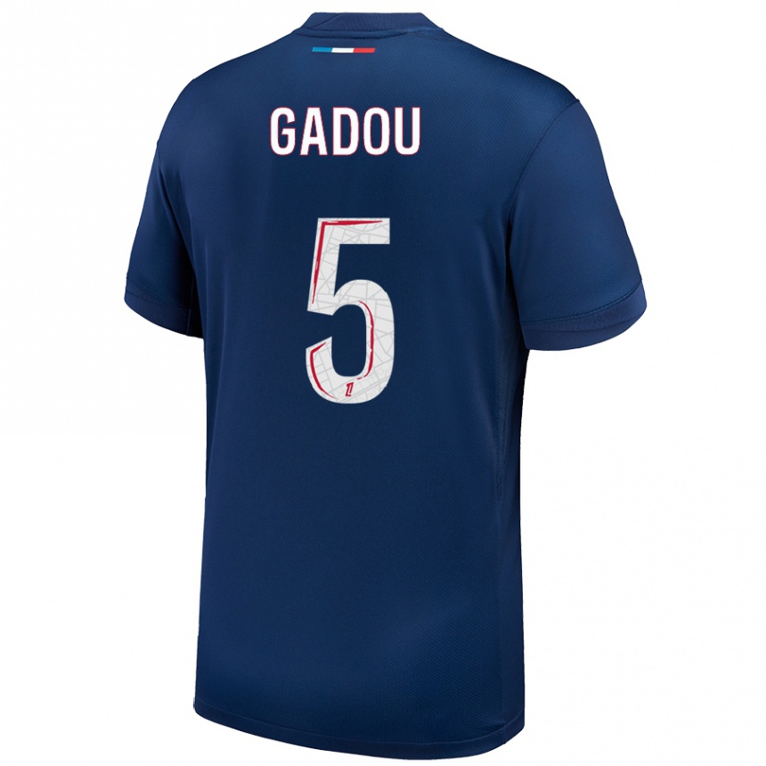 Enfant Football Maillot Joane Gadou #5 Bleu Marine Blanc Tenues Domicile 2024/25