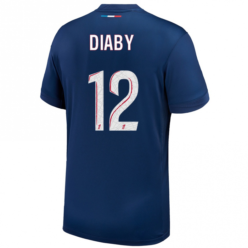 Enfant Football Maillot Ibrahima Diaby #12 Bleu Marine Blanc Tenues Domicile 2024/25