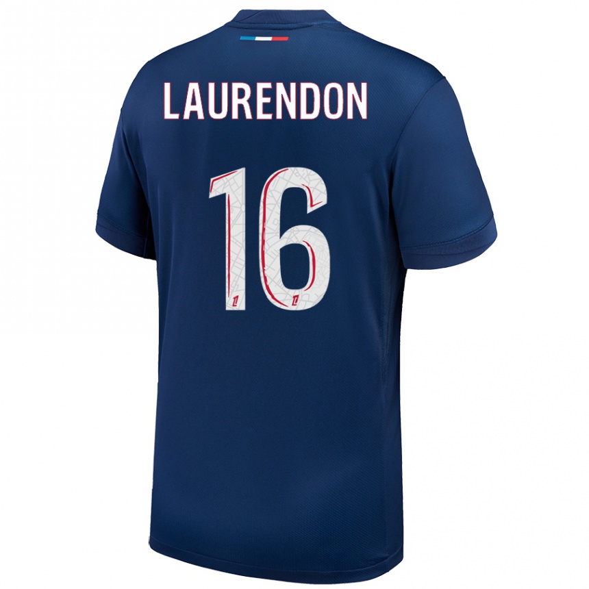 Enfant Football Maillot Bilal Laurendon #16 Bleu Marine Blanc Tenues Domicile 2024/25