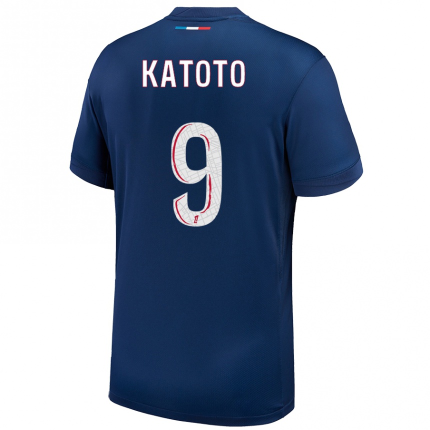 Enfant Football Maillot Marie-Antoinette Katoto #9 Bleu Marine Blanc Tenues Domicile 2024/25