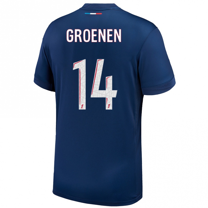 Enfant Football Maillot Jackie Groenen #14 Bleu Marine Blanc Tenues Domicile 2024/25