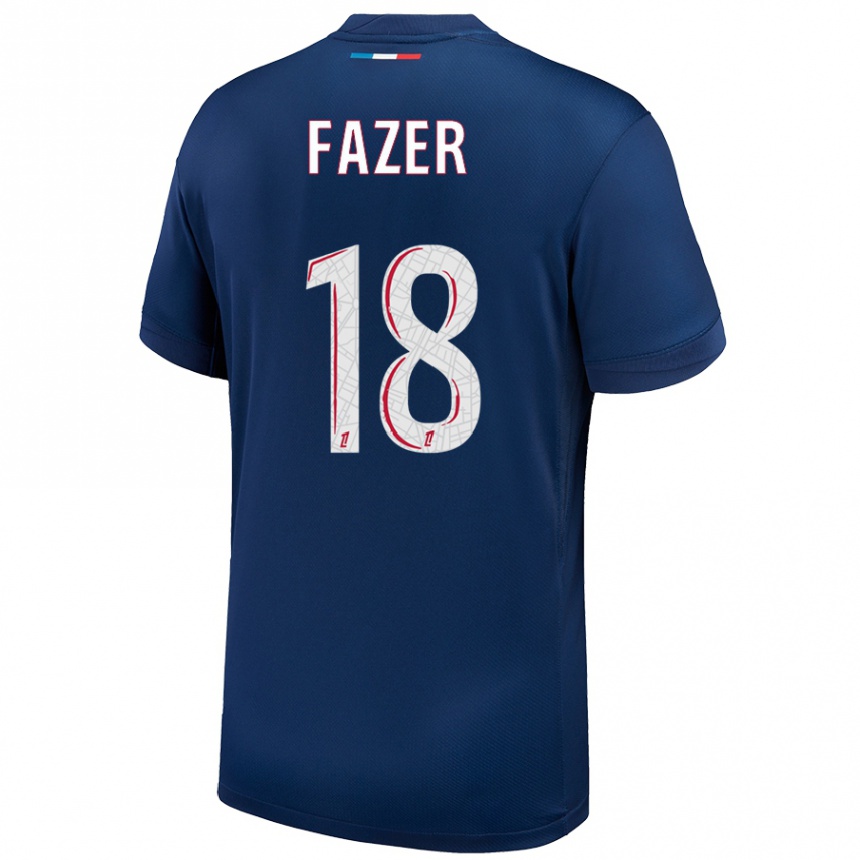 Enfant Football Maillot Laurina Fazer #18 Bleu Marine Blanc Tenues Domicile 2024/25