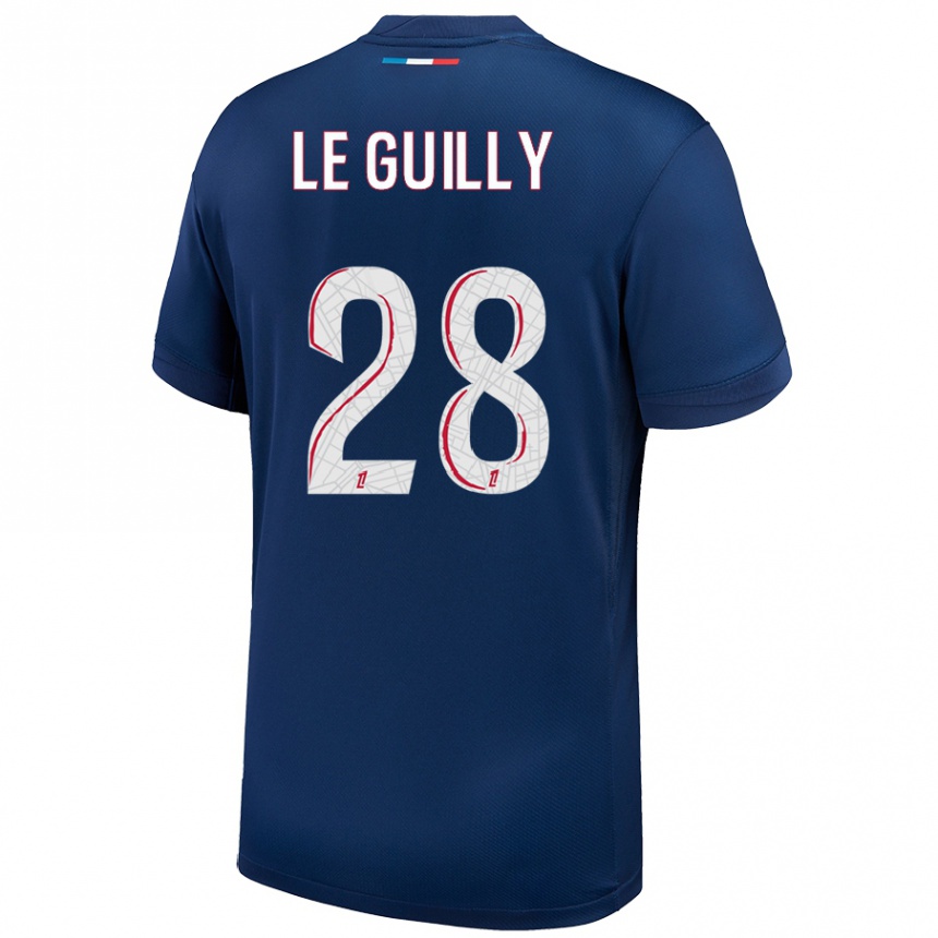 Enfant Football Maillot Jade Le Guilly #28 Bleu Marine Blanc Tenues Domicile 2024/25