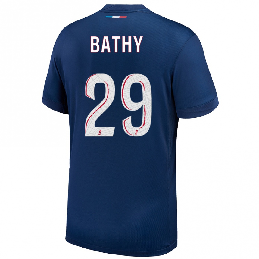 Enfant Football Maillot Griedge Mbock Bathy #29 Bleu Marine Blanc Tenues Domicile 2024/25