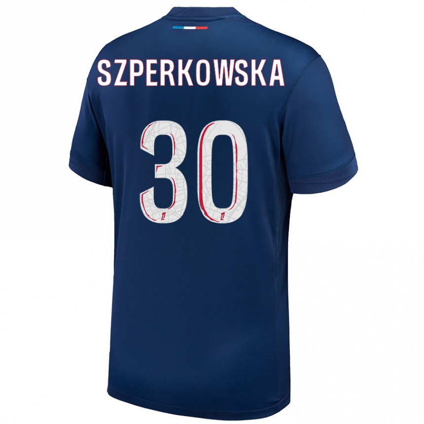 Enfant Football Maillot Oliwia Szperkowska #30 Bleu Marine Blanc Tenues Domicile 2024/25