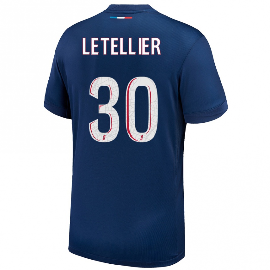 Enfant Football Maillot Alexandre Letellier #30 Bleu Marine Blanc Tenues Domicile 2024/25