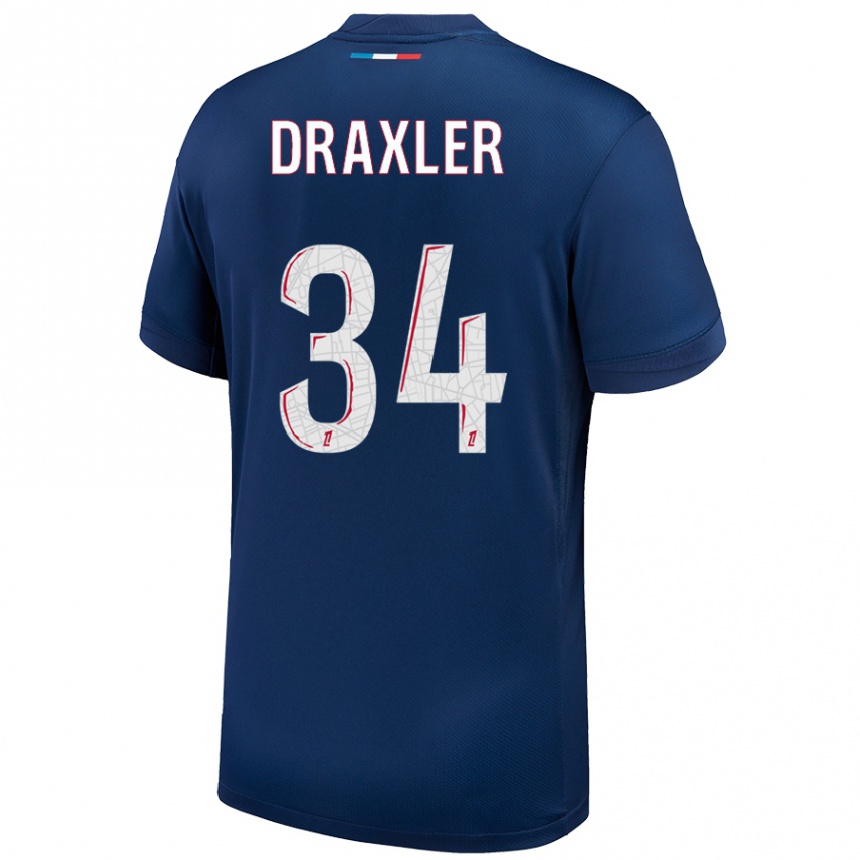 Enfant Football Maillot Julian Draxler #34 Bleu Marine Blanc Tenues Domicile 2024/25