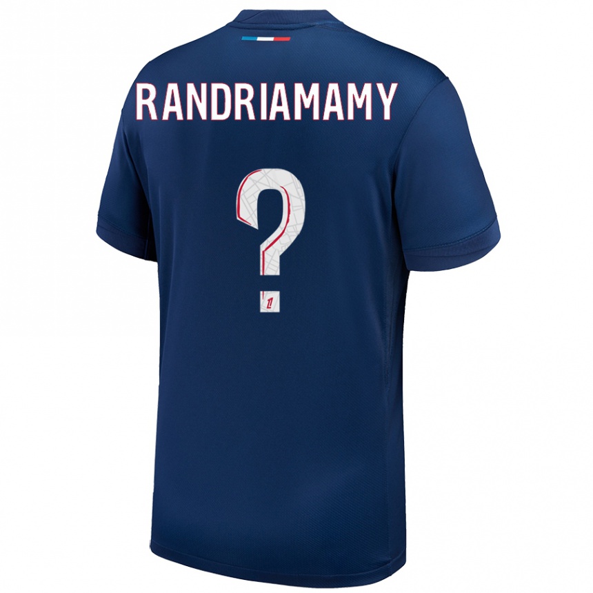 Enfant Football Maillot Mathyas Randriamamy #0 Bleu Marine Blanc Tenues Domicile 2024/25