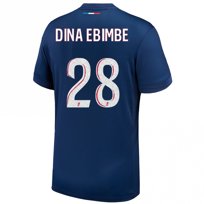 Enfant Football Maillot Eric Junior Dina Ebimbe #28 Bleu Marine Blanc Tenues Domicile 2024/25