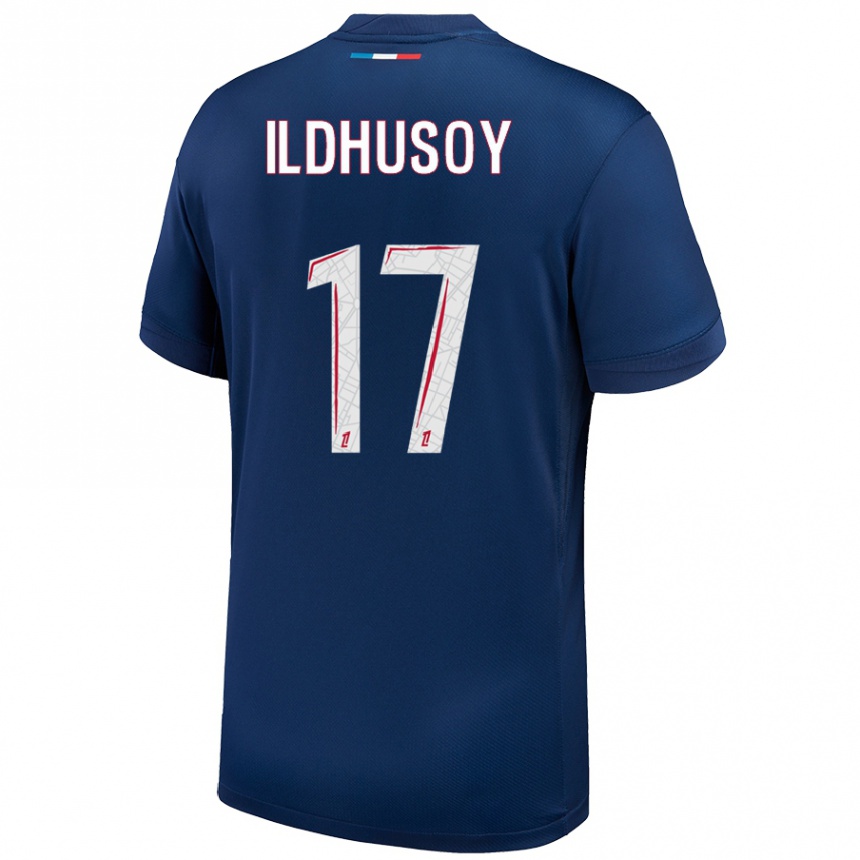 Enfant Football Maillot Celin Bizet Ildhusoy #17 Bleu Marine Blanc Tenues Domicile 2024/25