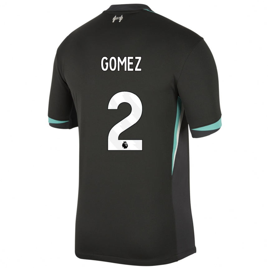 Enfant Football Maillot Joe Gomez #2 Noir Anthracite Blanc Tenues Extérieur 2024/25