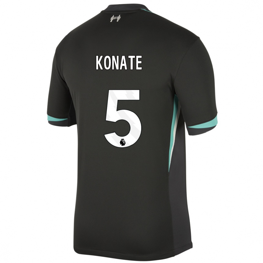 Enfant Football Maillot Ibrahima Konaté #5 Noir Anthracite Blanc Tenues Extérieur 2024/25