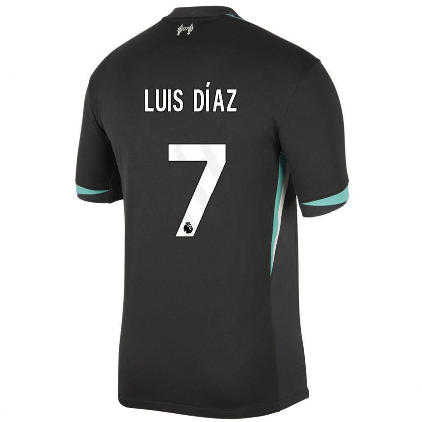 Enfant Football Maillot Luis Diaz #7 Noir Anthracite Blanc Tenues Extérieur 2024/25