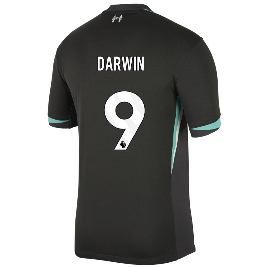 Enfant Football Maillot Darwin Nunez #9 Noir Anthracite Blanc Tenues Extérieur 2024/25