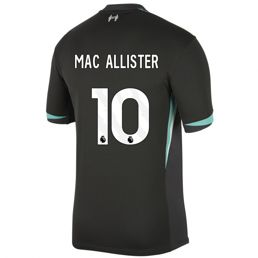 Enfant Football Maillot Alexis Mac Allister #10 Noir Anthracite Blanc Tenues Extérieur 2024/25