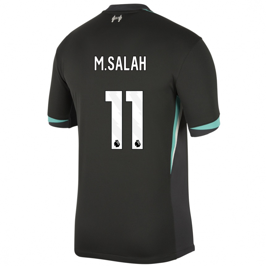 Enfant Football Maillot Mohamed Salah #11 Noir Anthracite Blanc Tenues Extérieur 2024/25