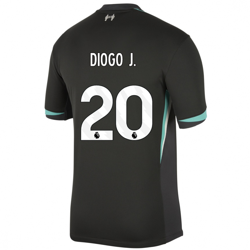 Enfant Football Maillot Diogo Jota #20 Noir Anthracite Blanc Tenues Extérieur 2024/25