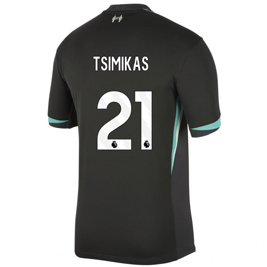 Enfant Football Maillot Konstantinos Tsimikas #21 Noir Anthracite Blanc Tenues Extérieur 2024/25