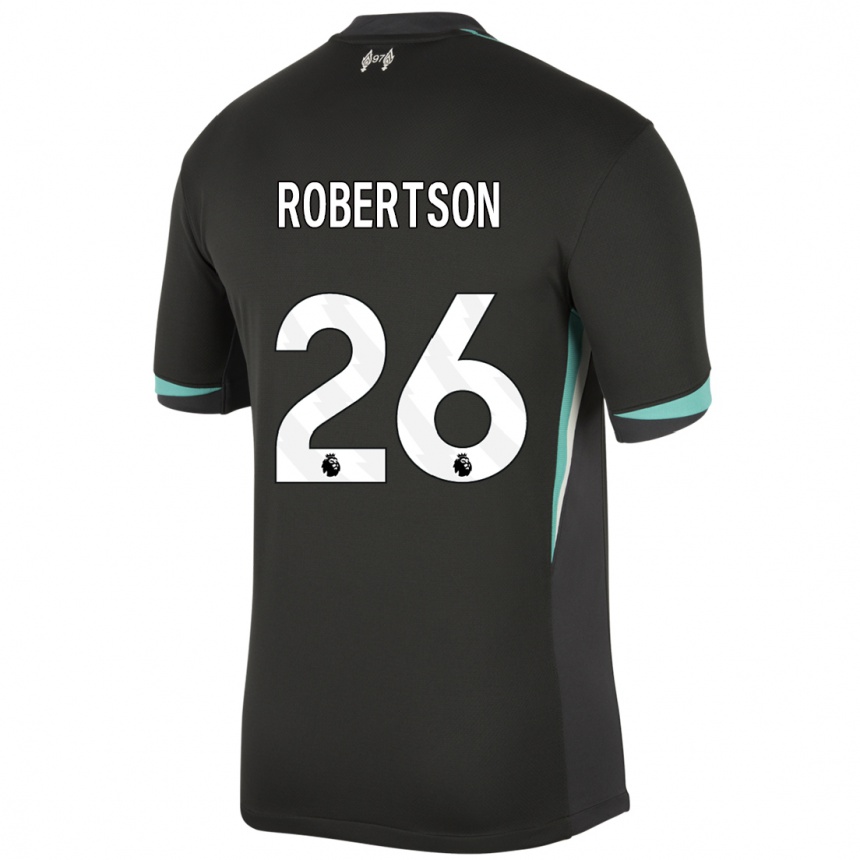 Enfant Football Maillot Andrew Robertson #26 Noir Anthracite Blanc Tenues Extérieur 2024/25