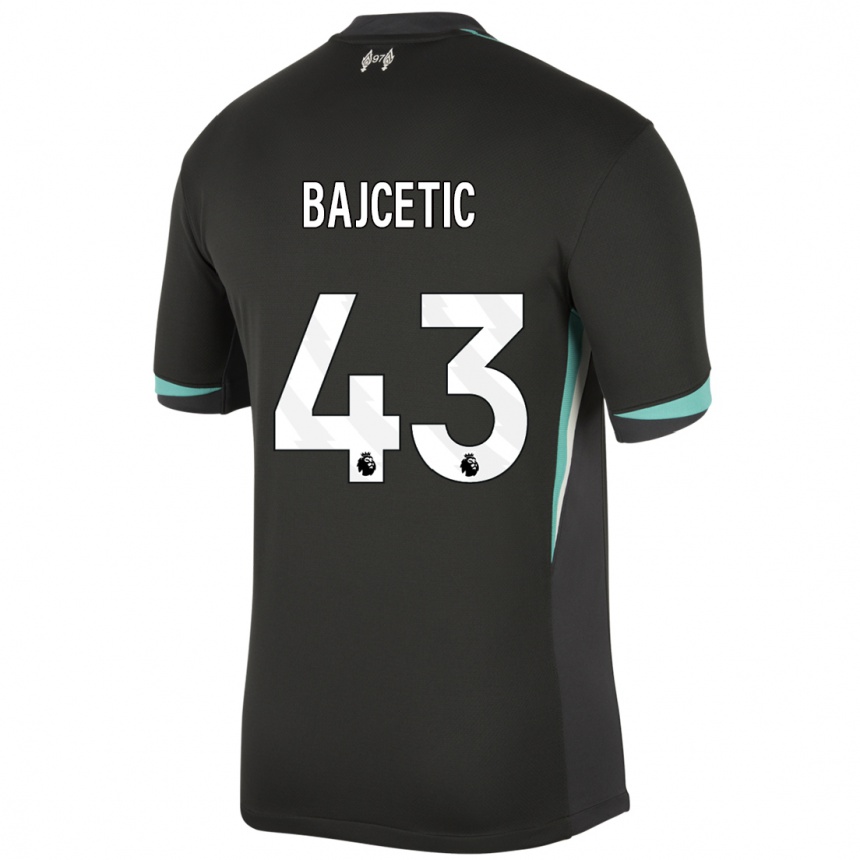 Enfant Football Maillot Stefan Bajcetic #43 Noir Anthracite Blanc Tenues Extérieur 2024/25