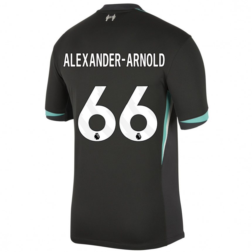 Enfant Football Maillot Trent Alexander-Arnold #66 Noir Anthracite Blanc Tenues Extérieur 2024/25