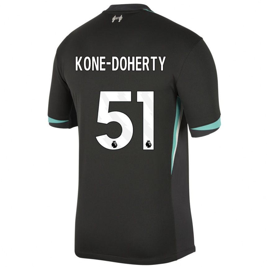 Enfant Football Maillot Trent Kone-Doherty #51 Noir Anthracite Blanc Tenues Extérieur 2024/25