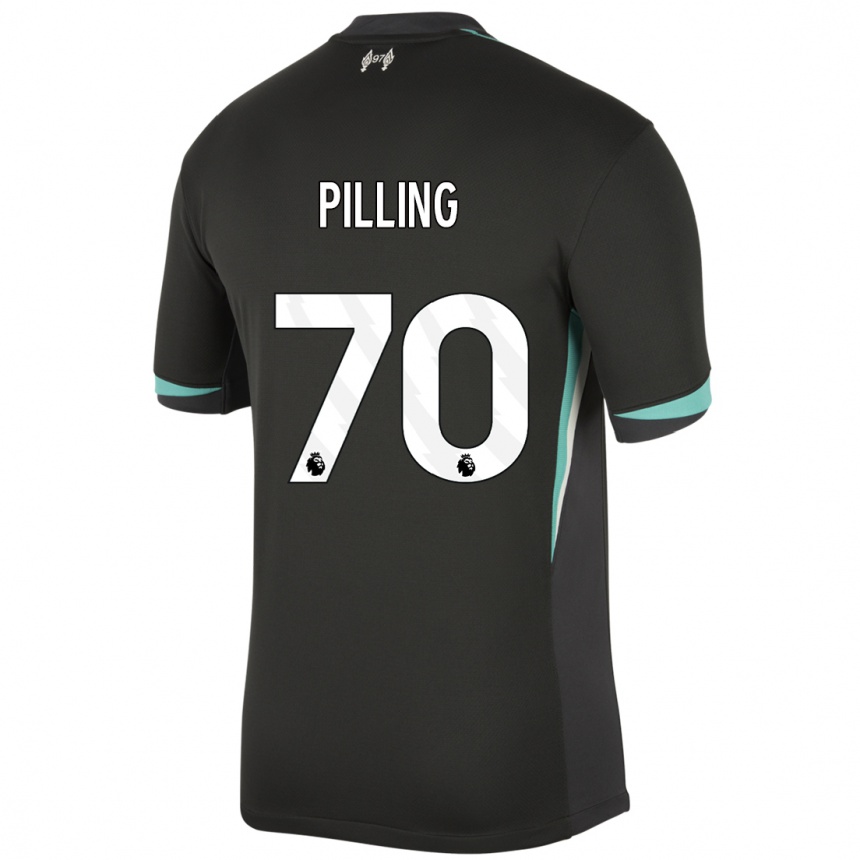 Enfant Football Maillot Tommy Pilling #70 Noir Anthracite Blanc Tenues Extérieur 2024/25