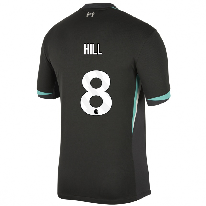 Enfant Football Maillot Tom Hill #8 Noir Anthracite Blanc Tenues Extérieur 2024/25