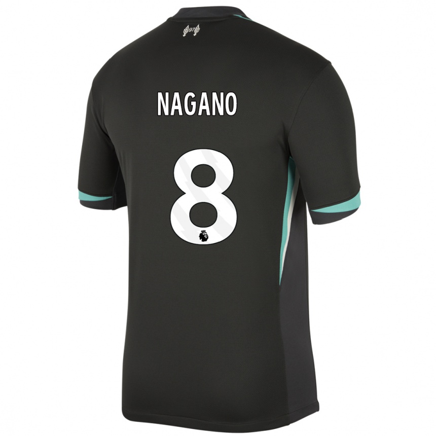 Enfant Football Maillot Fūka Nagano #8 Noir Anthracite Blanc Tenues Extérieur 2024/25