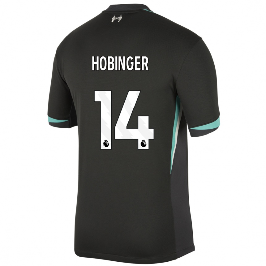 Enfant Football Maillot Marie Höbinger #14 Noir Anthracite Blanc Tenues Extérieur 2024/25