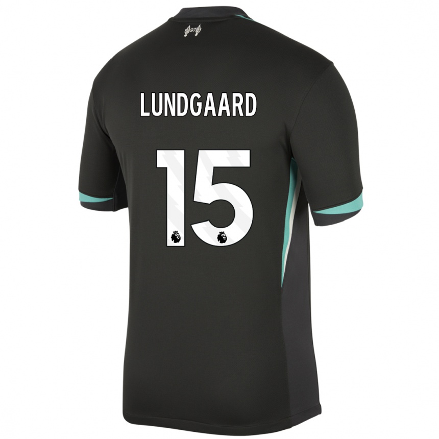 Enfant Football Maillot Sofie Lundgaard #15 Noir Anthracite Blanc Tenues Extérieur 2024/25