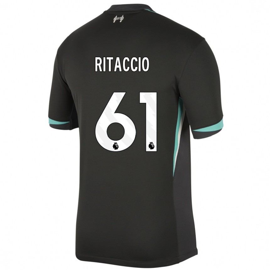 Enfant Football Maillot Matteo Ritaccio #61 Noir Anthracite Blanc Tenues Extérieur 2024/25