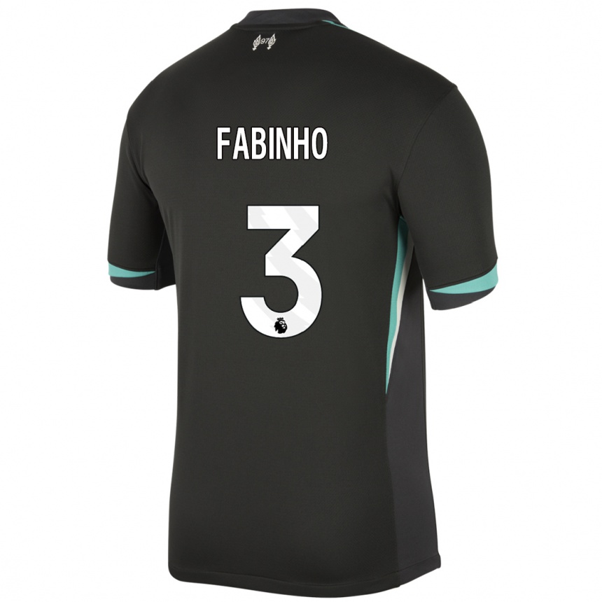 Enfant Football Maillot Fabinho #3 Noir Anthracite Blanc Tenues Extérieur 2024/25