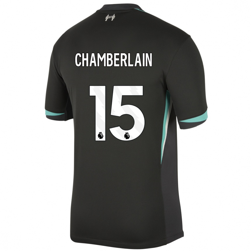 Enfant Football Maillot Alex Oxlade Chamberlain #15 Noir Anthracite Blanc Tenues Extérieur 2024/25