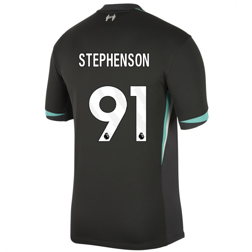 Enfant Football Maillot Luca Stephenson #91 Noir Anthracite Blanc Tenues Extérieur 2024/25