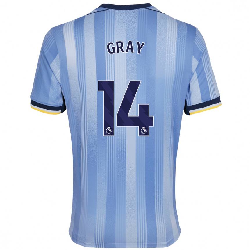 Enfant Football Maillot Archie Gray #14 Bleu Clair Tenues Extérieur 2024/25