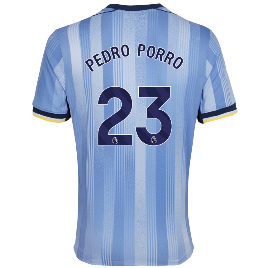 Enfant Football Maillot Pedro Porro #23 Bleu Clair Tenues Extérieur 2024/25