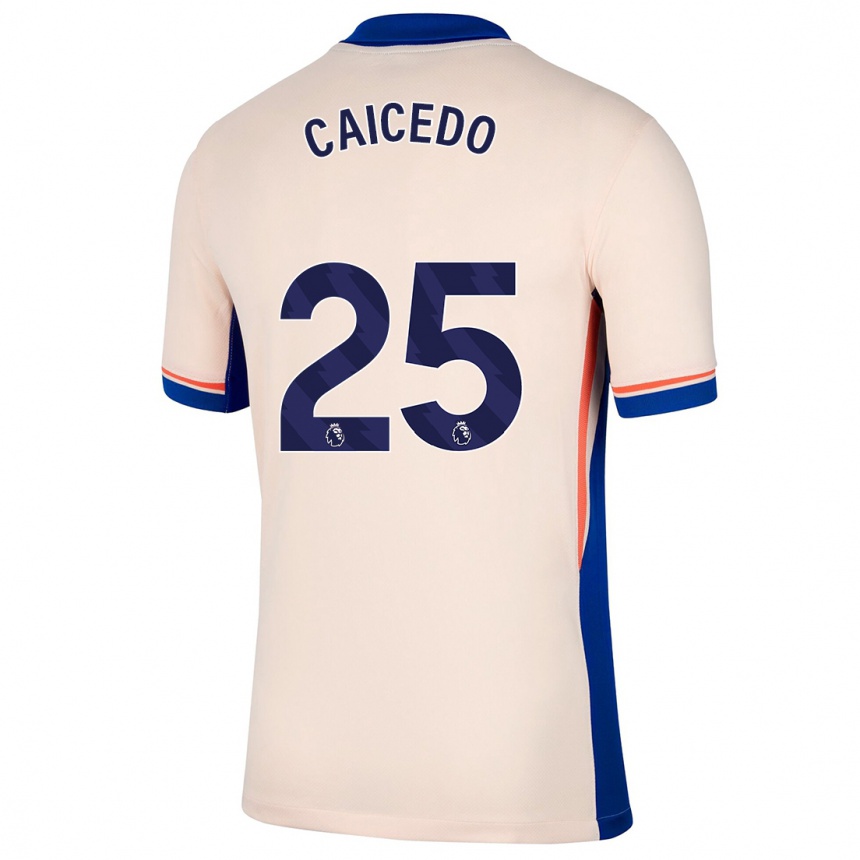 Enfant Football Maillot Moisés Caicedo #25 Beige Clair Tenues Extérieur 2024/25